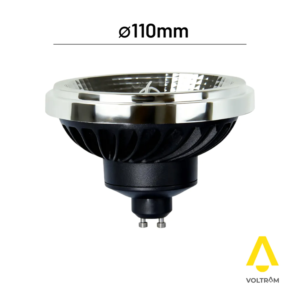 Lampadina LED AR111 nero 15W 1425LM IP20 bianco naturale 4000K