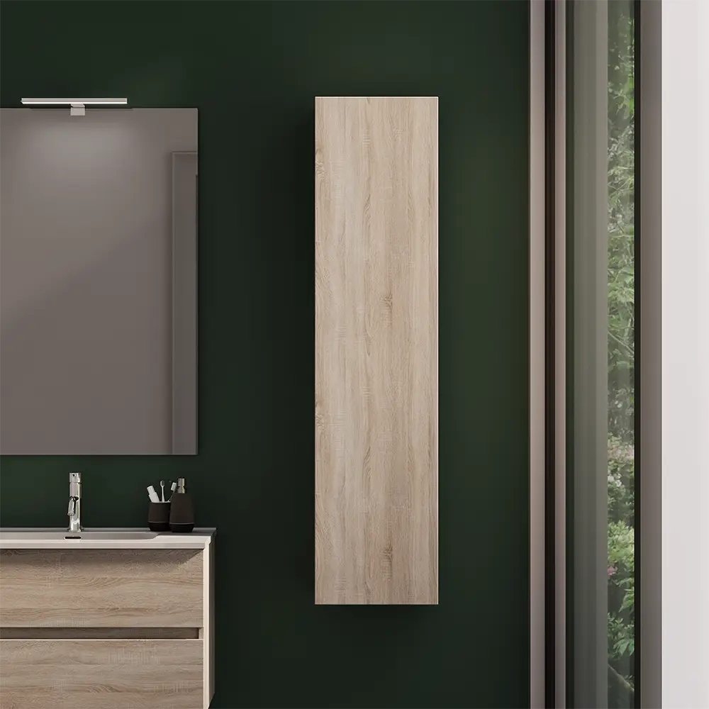 Colonna bagno sospesa altezza 140 cm rovere chiaro reversibile | Yili Colonna bagno sospesa altezza 140 cm rovere chiaro reversibile | Yili