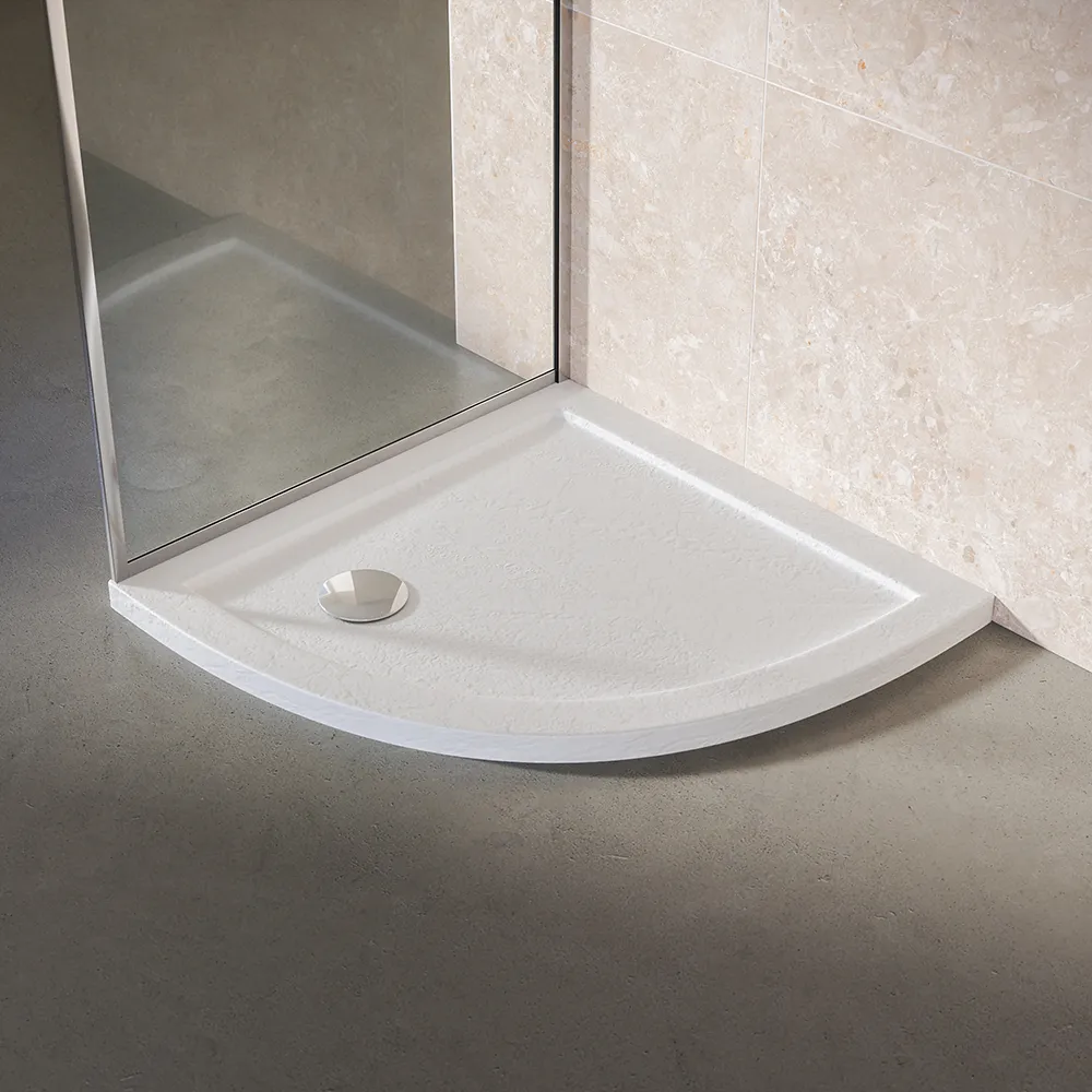 Piatto doccia 80x80 semicircolare effetto pietra bianco in acrilico altezza slim | Petra Piatto doccia 80x80 semicircolare effetto pietra bianco in acrilico altezza slim | Petra