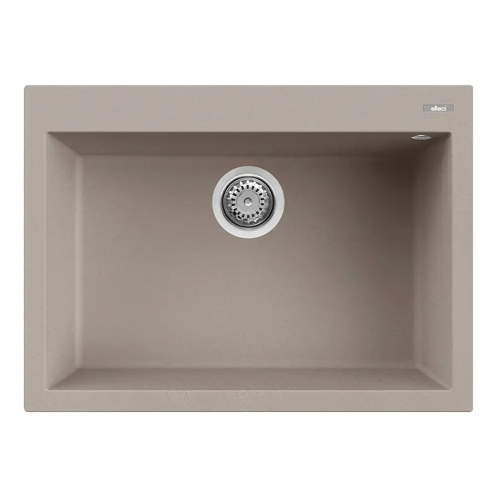 Elleci lavello da cucina 1 vasca 70x51cm in granitek tortora installazione sopratop | Quadra 120