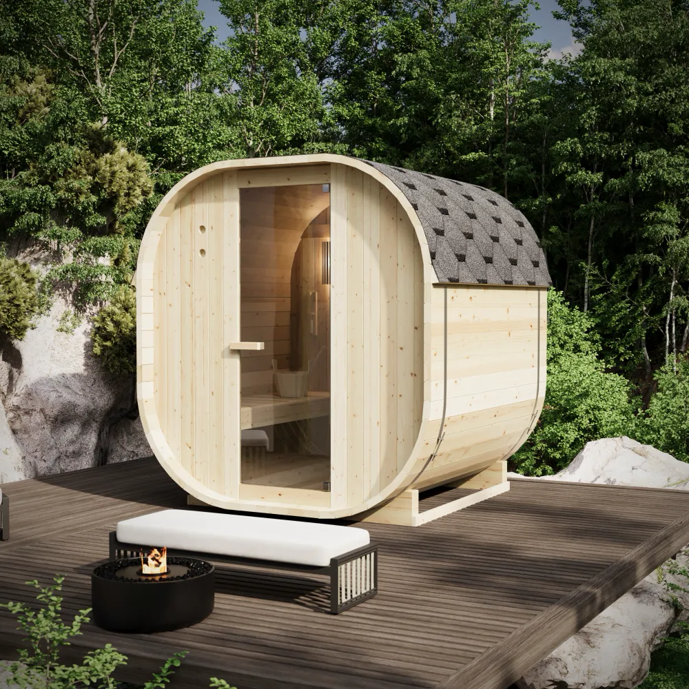 Sauna finlandese da esterno 4 persone 185x180cm h194 in legno di abete | Kota Sauna finlandese da esterno 4 persone 185x180cm h194 in legno di abete | Kota