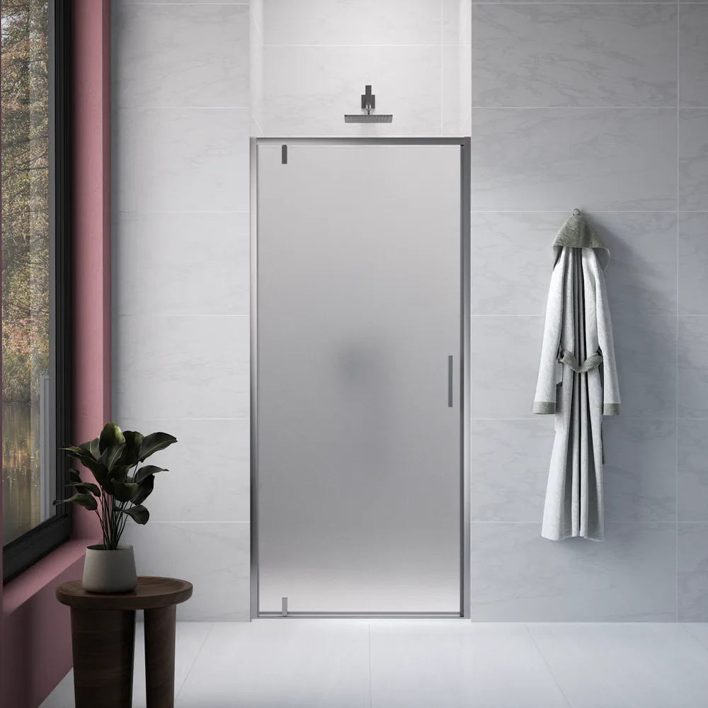 Nicchia slim a battente 70cm profili cromati vetro 6mm opaco anticalcare h190 | Lerici