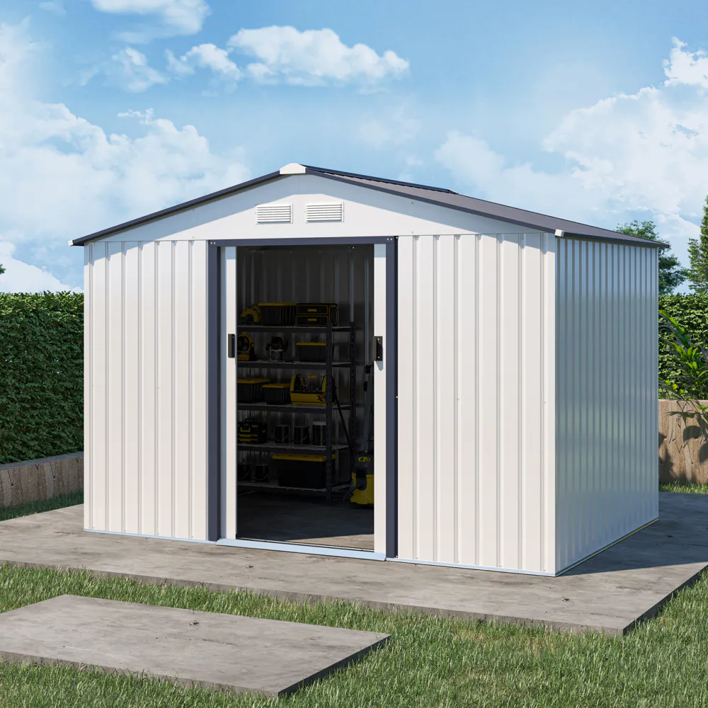Casetta da giardino in acciaio zincato bianco 2,77x1,95x1,93 m - 65kg - 4,8 metri quadri Casetta da giardino in acciaio zincato bianco 2,77x1,95x1,93 m - 65kg - 4,8 metri quadri