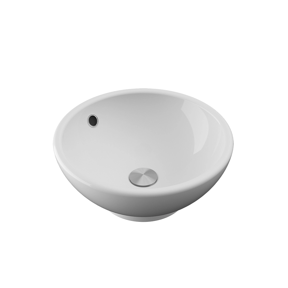 Lavabo da appoggio tondo con troppopieno 40x40x17 cm Bianco Lavabo da appoggio tondo con troppopieno 40x40x17 cm Bianco