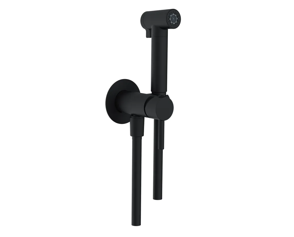 Idroscopino tondo doppia funzione in ottone nero opaco con rubinetto acqua calda e fredda e flessibile 120cm Idroscopino tondo doppia funzione in ottone nero opaco con rubinetto acqua calda e fredda e flessibile 120cm