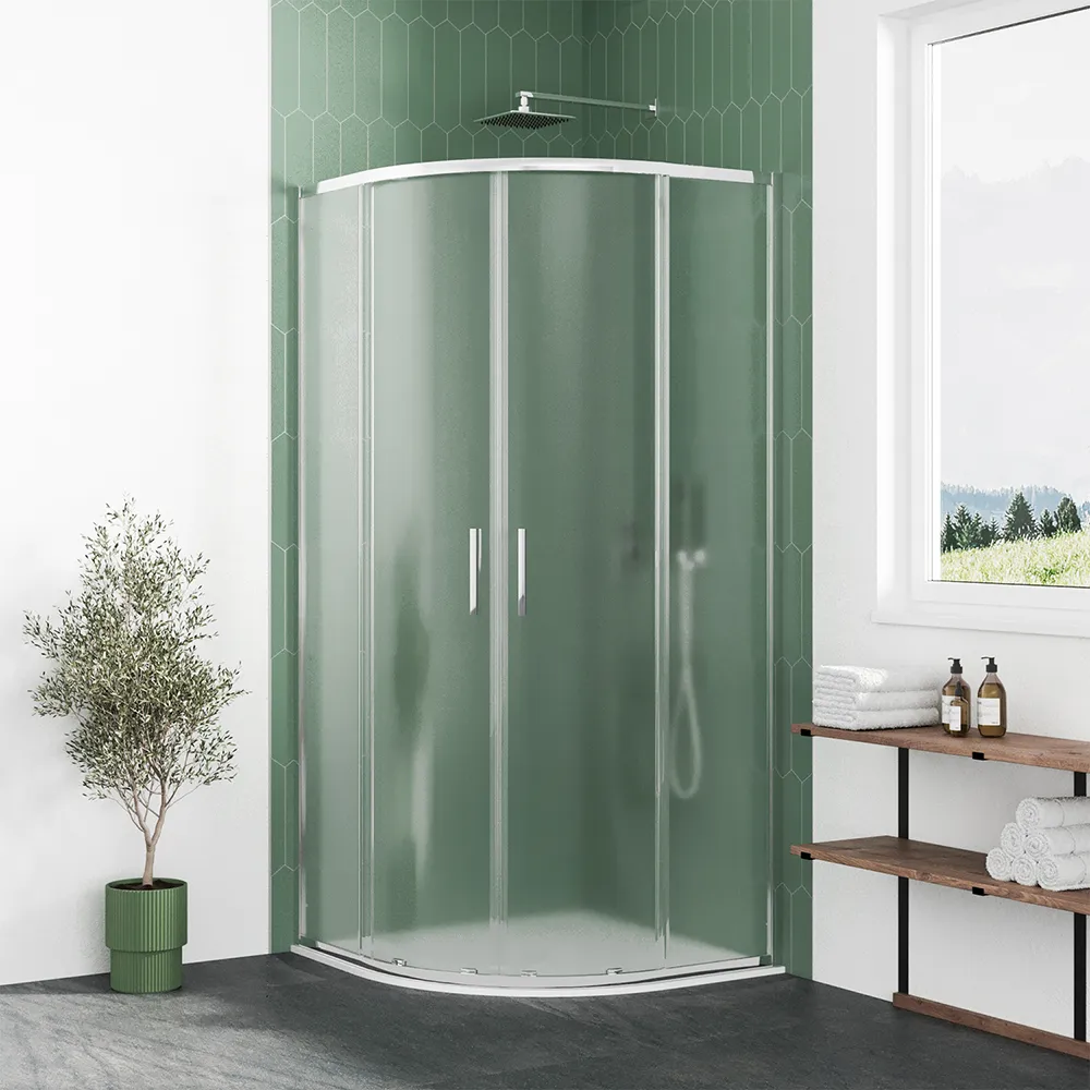 Box doccia semicircolare 90x90cm profili cromati slim vetro 6mm opaco h190 | Portofino Box doccia semicircolare 90x90cm profili cromati slim vetro 6mm opaco h190 | Portofino