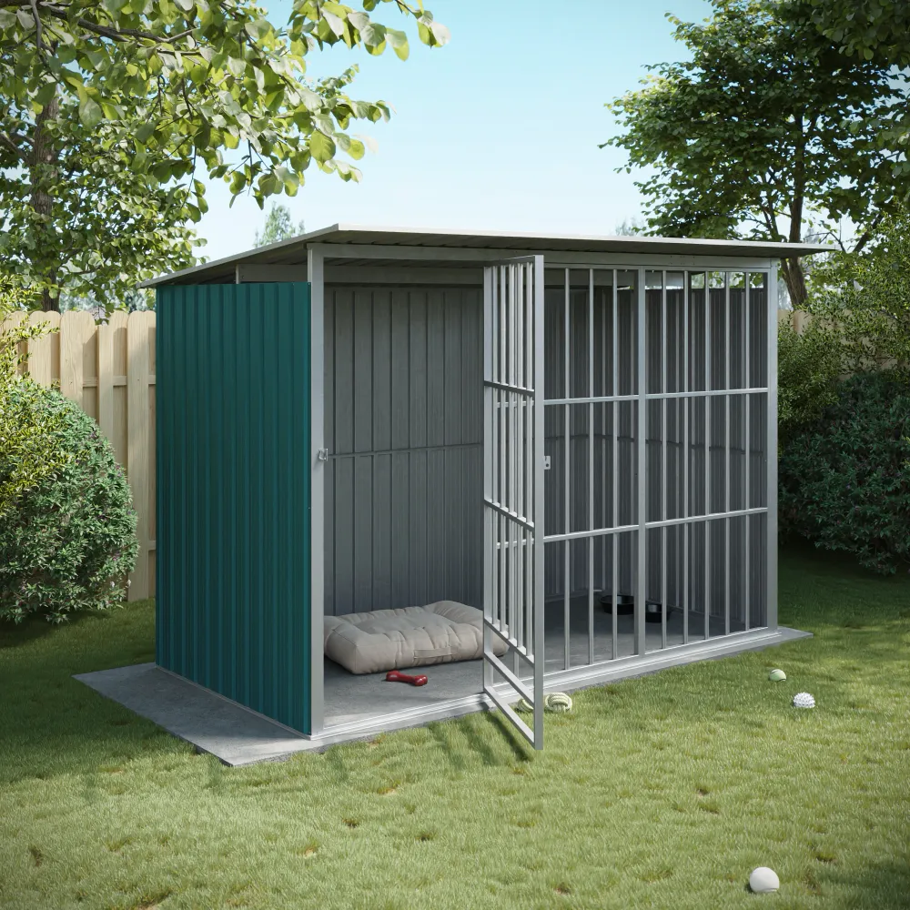 Box per cani in acciaio zincato 270x161x182cm colore verde