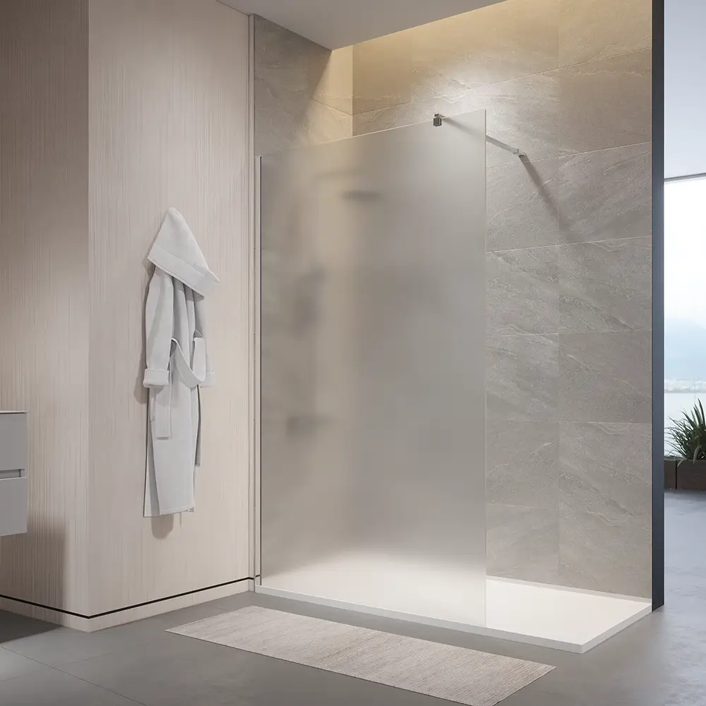 Doccia walk-in 150cm vetro temperato anticalcare 10mm opaco profili cromati | Naxos Doccia walk-in 150cm vetro temperato anticalcare 10mm opaco profili cromati | Naxos
