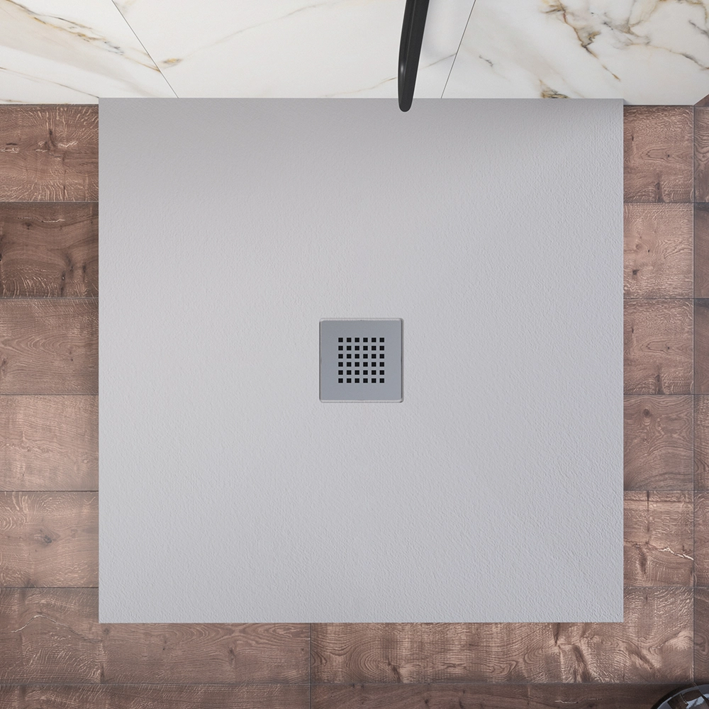 Piatto doccia 80x80cm in marmoresina grigio effetto pietra | Kos Piatto doccia 80x80cm in marmoresina grigio effetto pietra | Kos
