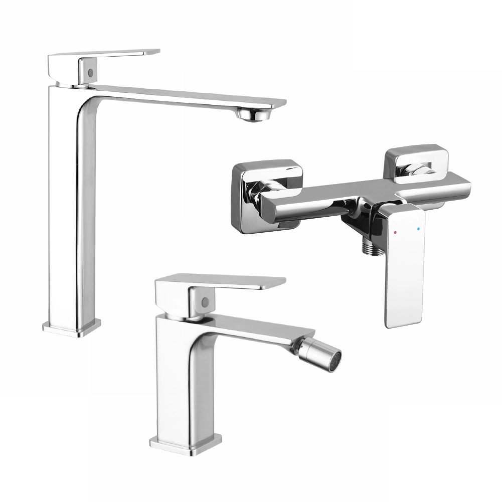Set miscelatori: lavabo alto bidet senza scarico ed esterno doccia cromato | Ingrid Set miscelatori: lavabo alto bidet senza scarico ed esterno doccia cromato | Ingrid