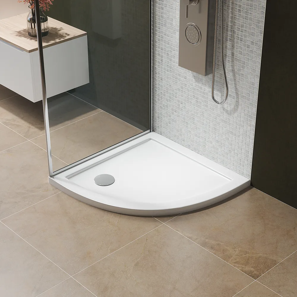 Piatto doccia semicircolare 80x80 cm bianco lucido bordato in acrilico rinforzato | Asteios Piatto doccia semicircolare 80x80 cm bianco lucido bordato in acrilico rinforzato | Asteios