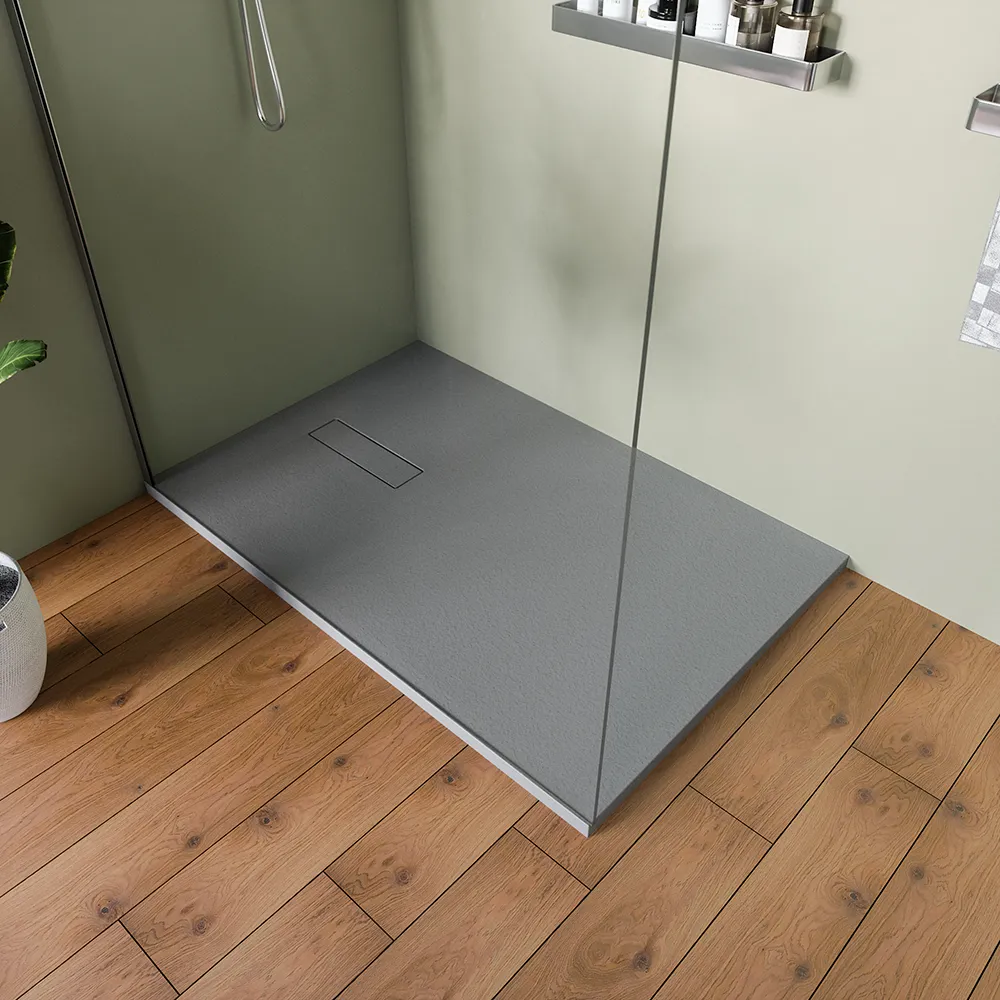 Piatto doccia 80x100 cm in marmoresina grigio effetto pietra | Merlera Piatto doccia 80x100 cm in marmoresina grigio effetto pietra | Merlera