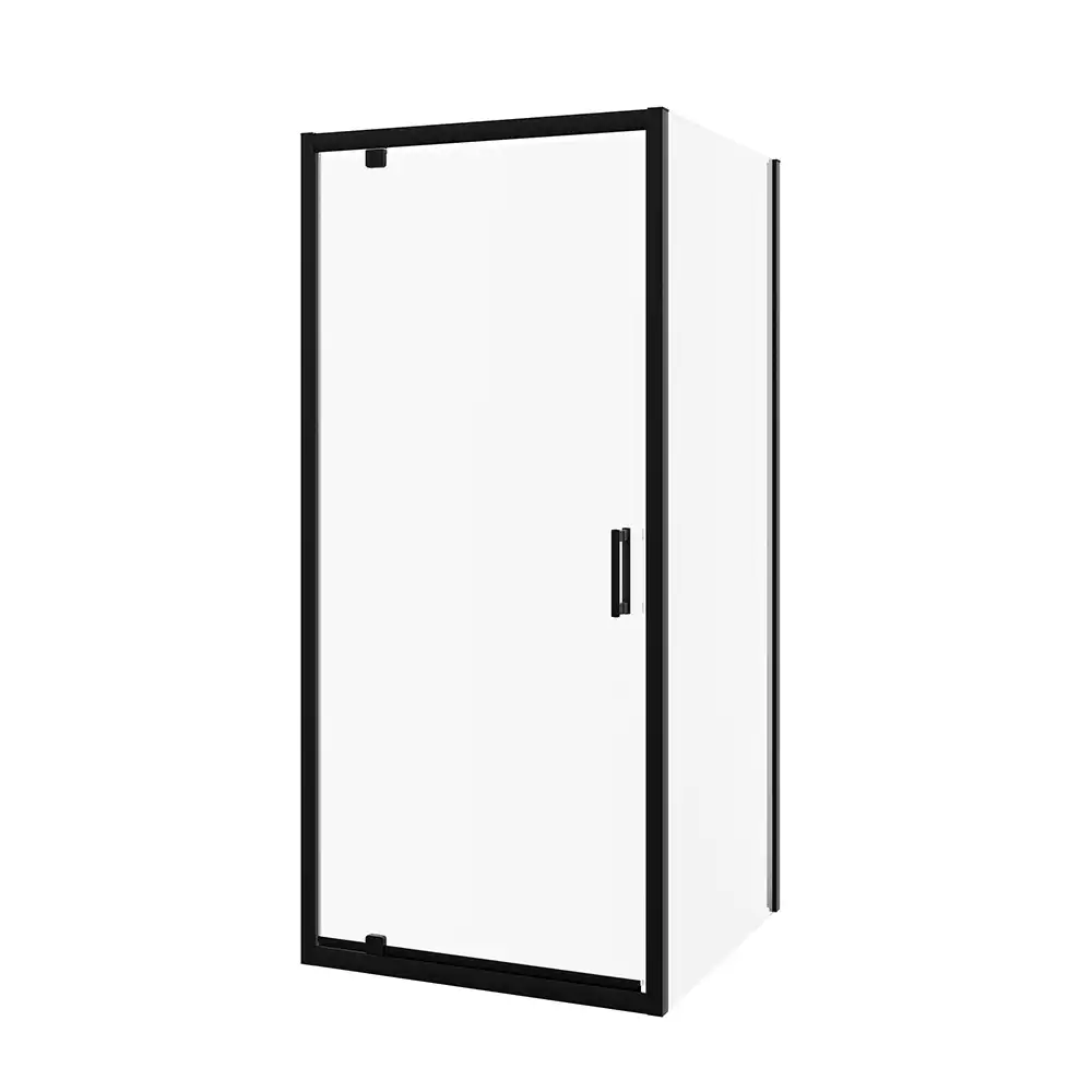 Box doccia 70x70 cm apertura a battente profili neri vetro 6mm trasparente | Apulia Box doccia 70x70 cm apertura a battente profili neri vetro 6mm trasparente | Apulia