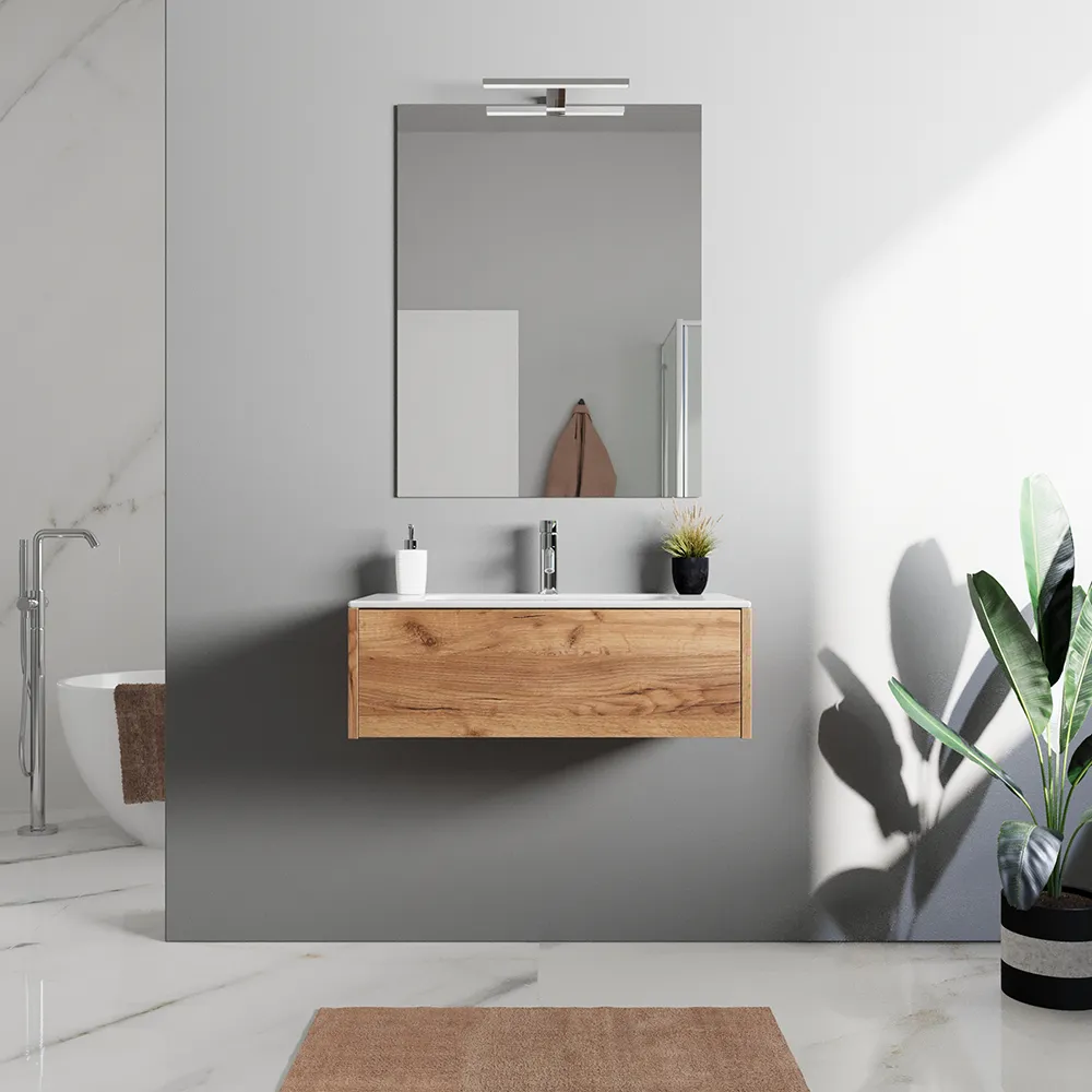 Mobile bagno sospeso 60cm un cassetto apertura push&pull rovere gransasso con lavabo | Galdor Mobile bagno sospeso 60cm un cassetto apertura push&pull rovere gransasso con lavabo | Galdor