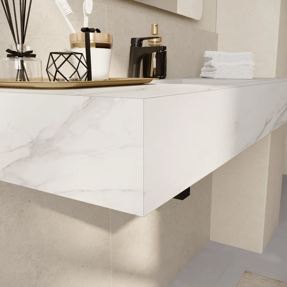 Lavabo sospeso in hpl 120cm effetto marmo calacatta | Baikal