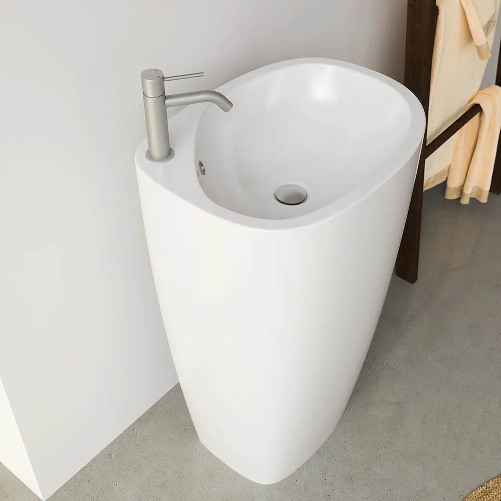 Lavabo freestanding 53x40cm in ceramica bianco lucido con troppopieno | Weddell Lavabo freestanding 53x40cm in ceramica bianco lucido con troppopieno | Weddell