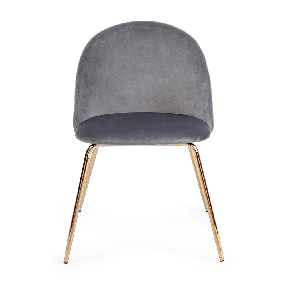 Set 4 sedie seduta in poliestere effetto bouclè grigio scuro e gambe in acciaio dorato | Tanya Set 4 sedie seduta in poliestere effetto bouclè grigio scuro e gambe in acciaio dorato | Tanya