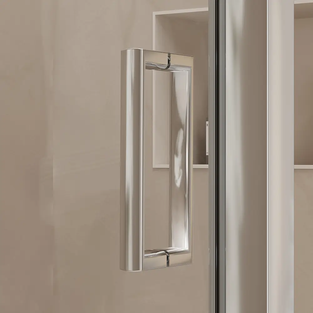 Dettaglio maniglia in ABS del box doccia angolare mod. Apulia vetro trasparente Dettaglio maniglia in ABS del box doccia angolare mod. Apulia vetro trasparente