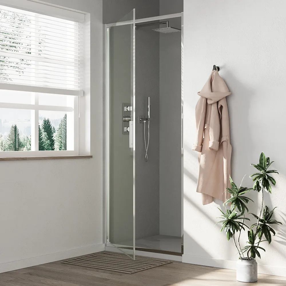 Porta doccia 70cm con apertura a battente profili slim cromati vetro 6mm trasparente h190 | Portofino Porta doccia 70cm con apertura a battente profili slim cromati vetro 6mm trasparente h190 | Portofino