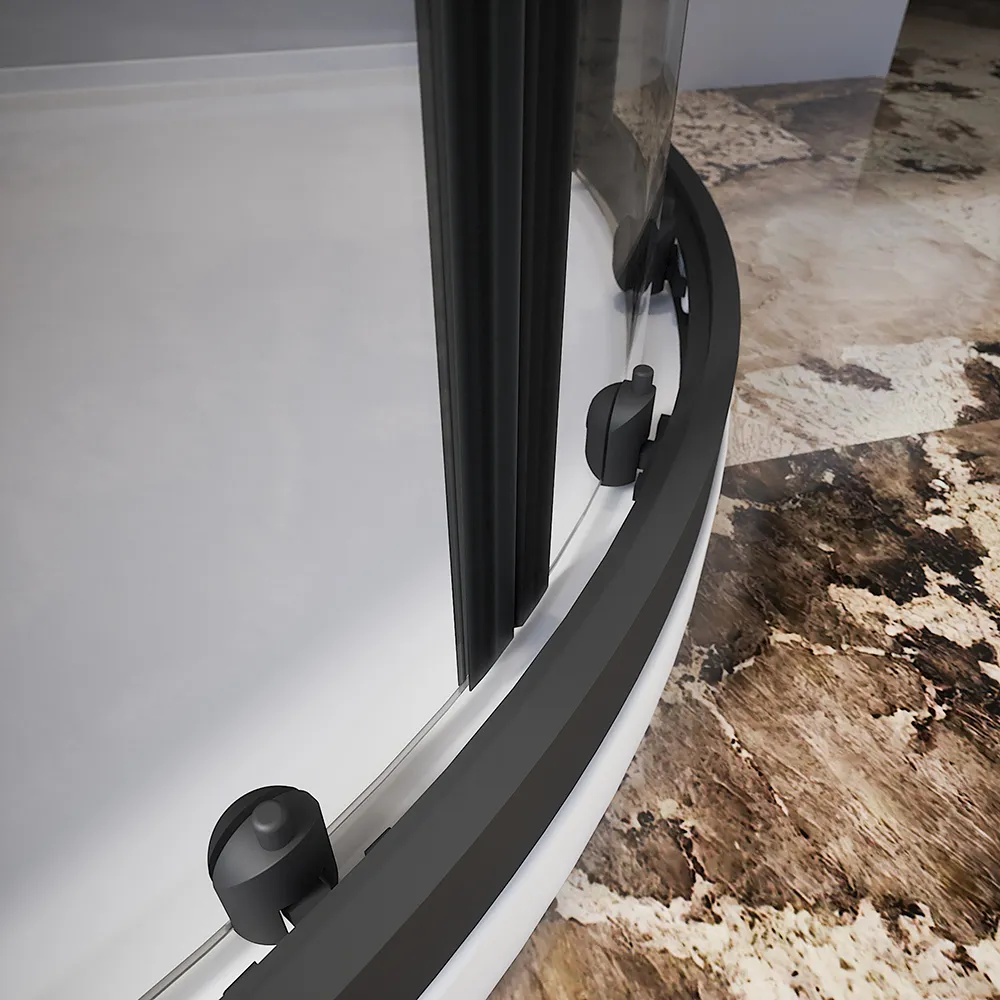 Box doccia semicircolare 90x90 cm profili nero opaco vetro 6mm trasparente h185 | Tonga Box doccia semicircolare 90x90 cm profili nero opaco vetro 6mm trasparente h185 | Tonga