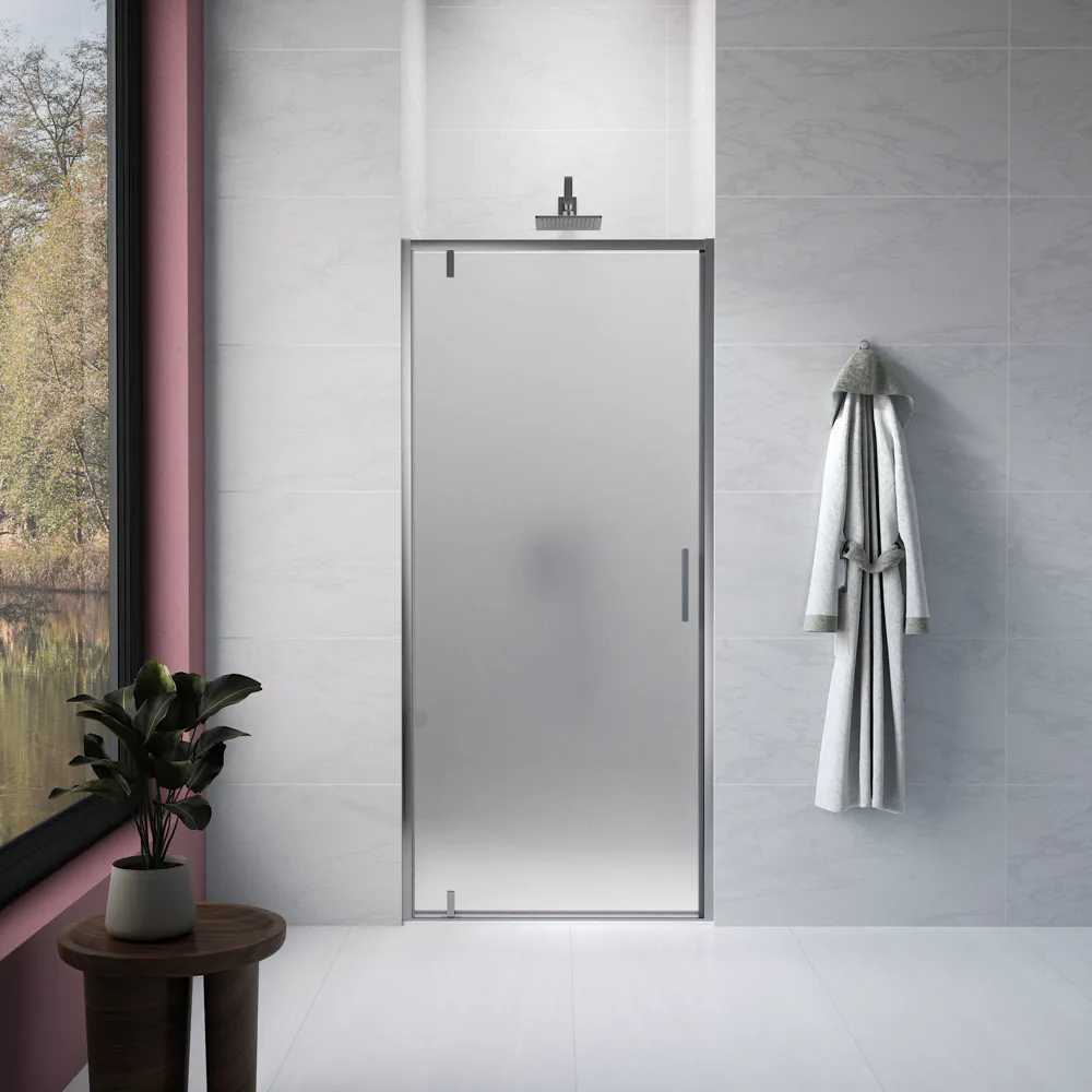 Nicchia slim a battente 70cm profili cromati vetro 6mm opaco anticalcare h190 | Lerici