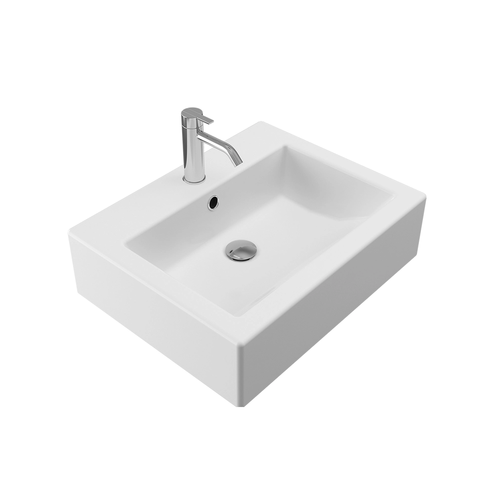 Lavabo da appoggio rettangolare con troppopieno 56x45x15 cm Bianco Lavabo da appoggio rettangolare con troppopieno 56x45x15 cm Bianco