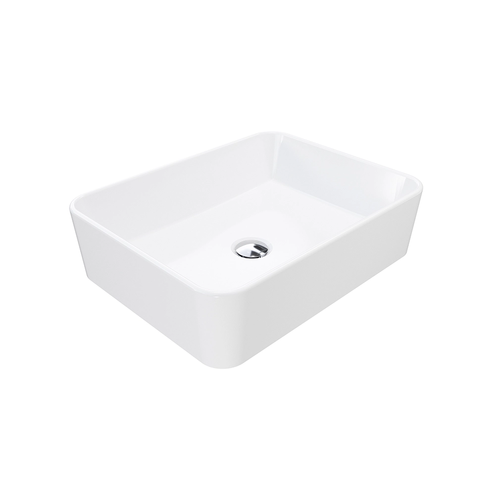 Lavabo da appoggio rettangolare 48x37x13,5 cm bianco lucido | Caspio Lavabo da appoggio rettangolare 48x37x13,5 cm bianco lucido | Caspio
