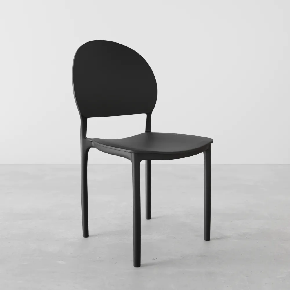 Sedia impilabile in polipropilene nera | Lara