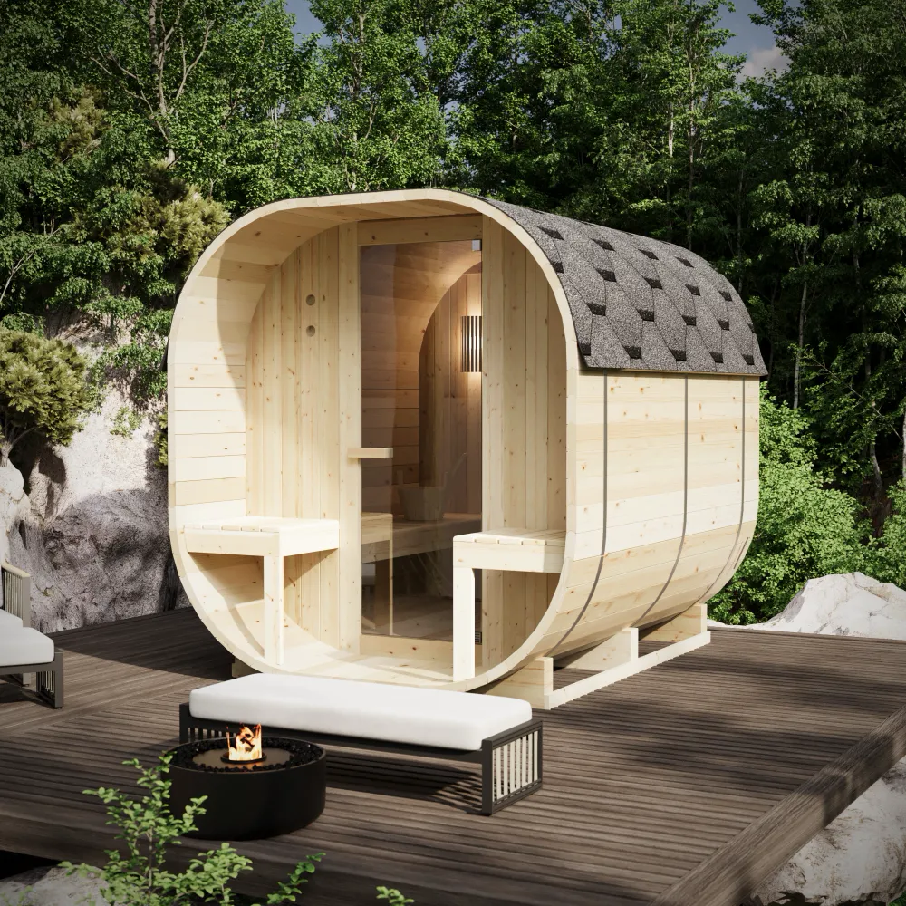 Sauna finlandese da esterno 4 persone 185x220cm h194 in legno di abete | Kota Sauna finlandese da esterno 4 persone 185x220cm h194 in legno di abete | Kota