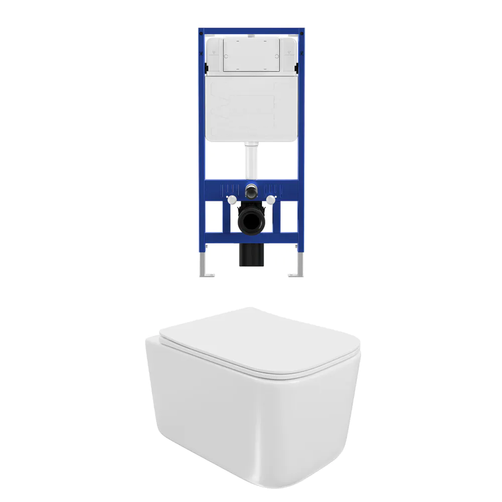 Kit WC sospeso e sistema di scarico da incasso mod. Lubiana Small bianco lucido Kit WC sospeso e sistema di scarico da incasso mod. Lubiana Small bianco lucido