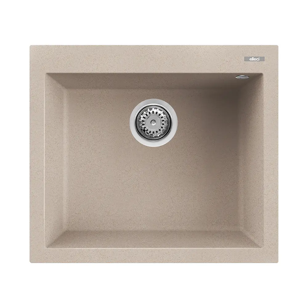 Elleci lavello da cucina 1 vasca 57x50cm in granitek avena installazione sopratop | Quadra 105 Elleci lavello da cucina 1 vasca 57x50cm in granitek avena installazione sopratop | Quadra 105