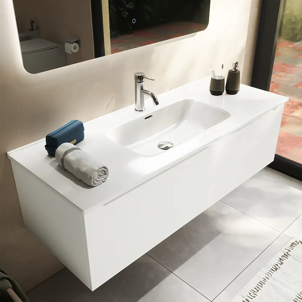 Mobile bagno sospeso 90 cm bianco opaco un cassettone con lavabo | Bako Mobile bagno sospeso 90 cm bianco opaco un cassettone con lavabo | Bako