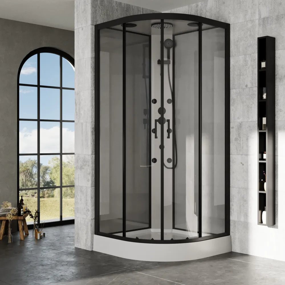 Cabina doccia idromassaggio semicircolare 90x90cm multifunzione h215cm | Sark