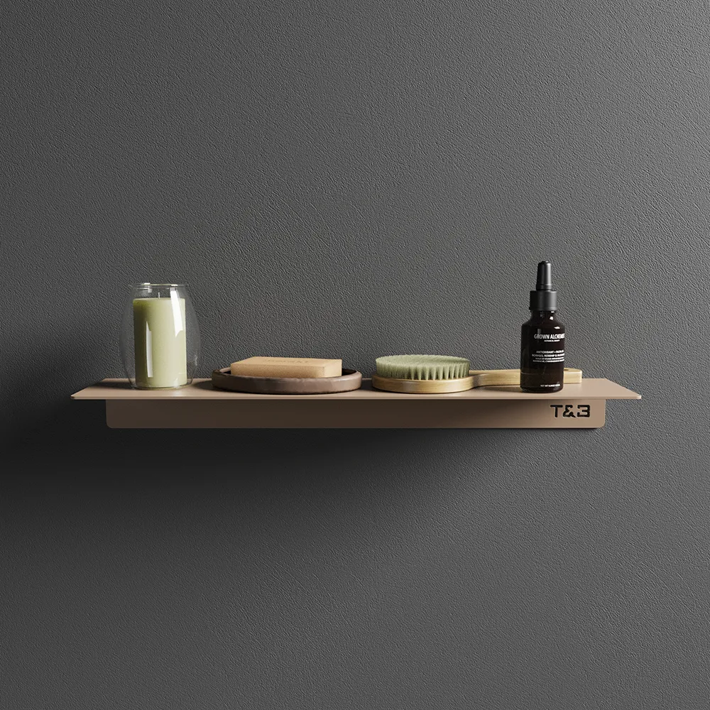 Mensola da bagno in alluminio Beige con finitura opaca, dimensioni 20 cm | Bergen Mensola da bagno in alluminio Beige con finitura opaca, dimensioni 20 cm | Bergen