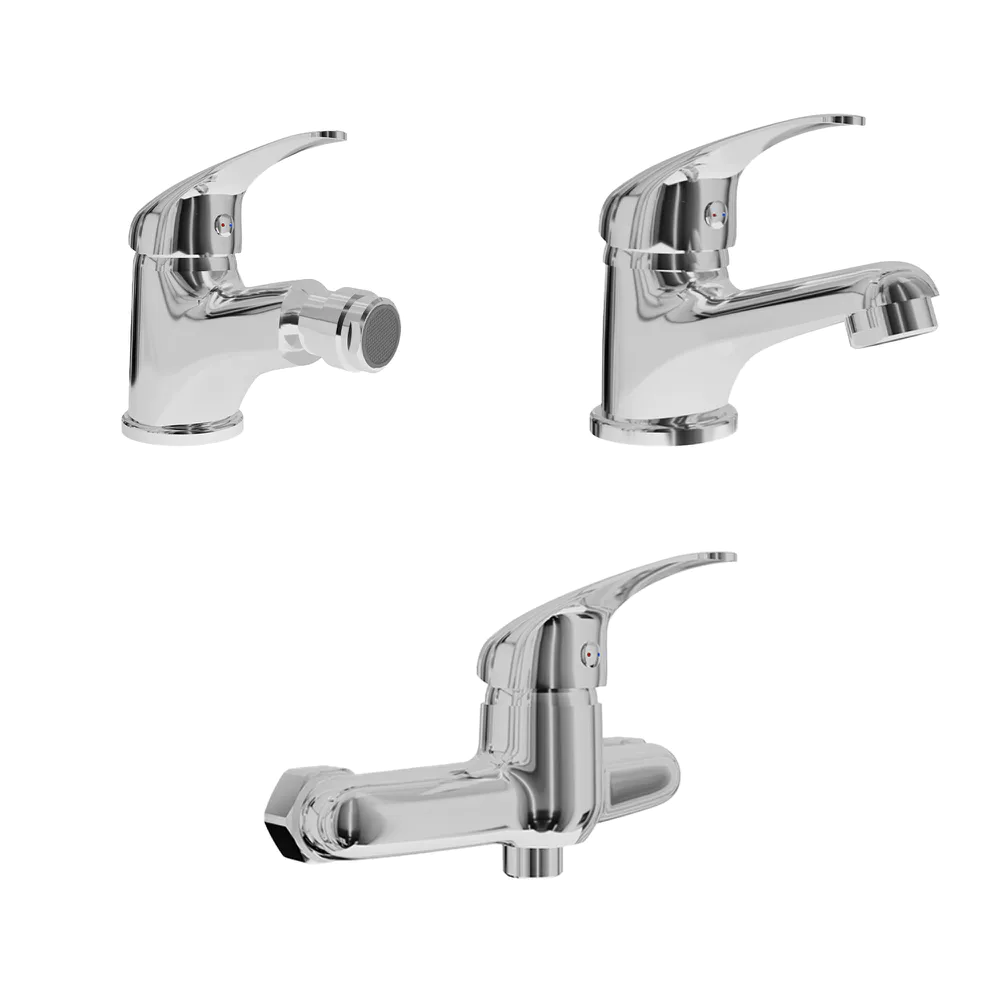Set miscelatori: lavabo bidet con scarico a saltarello ed esterno doccia a muro | Natalie Set miscelatori: lavabo bidet con scarico a saltarello ed esterno doccia a muro | Natalie