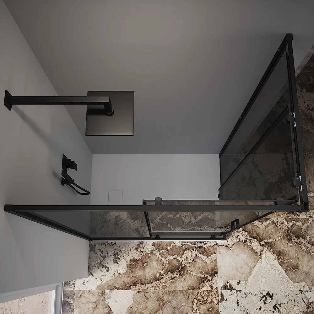 Box doccia 70x100 cm angolare scorrevole profili nero opaco vetro 6mm fumè h185 | Tonga Box doccia 70x100 cm angolare scorrevole profili nero opaco vetro 6mm fumè h185 | Tonga