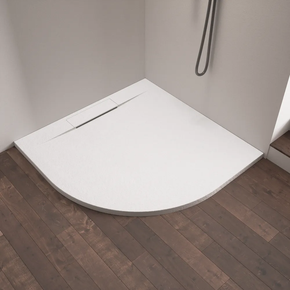 Piatto doccia semicircolare 90x90 cm in marmoresina bianco h3 cm | Delos Piatto doccia semicircolare 90x90 cm in marmoresina bianco h3 cm | Delos