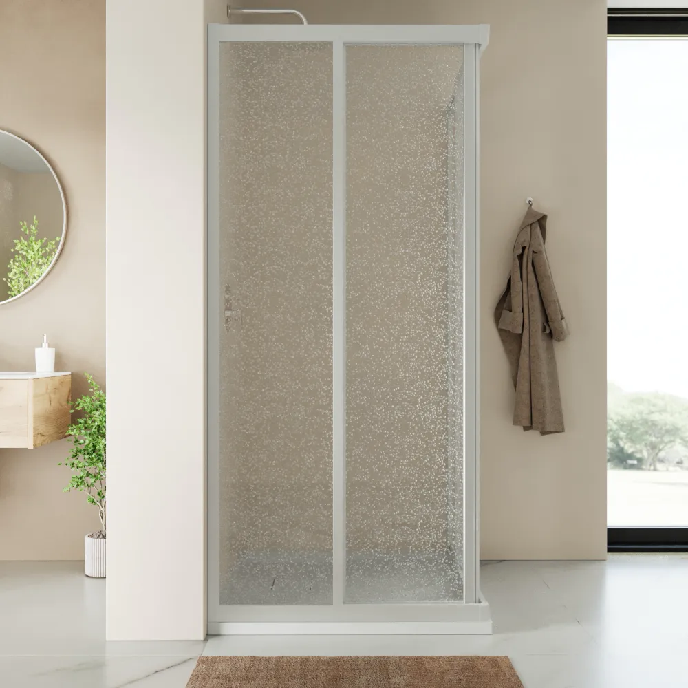 Box doccia apertura angolare 80x120 cm profili in pvc e pannello acrilico 1,8mm h190cm