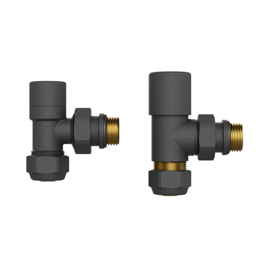 Coppia valvole ad angolo in ottone 16mm 1/2" antracite