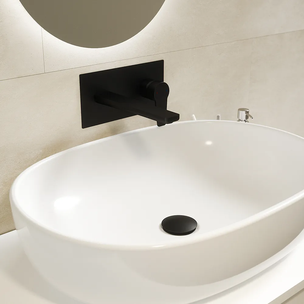 Set miscelatori: lavabo ad incasso bidet senza scarico ed esterno vasca c/rubinetto nero opaco | Jane Set miscelatori: lavabo ad incasso bidet senza scarico ed esterno vasca c/rubinetto nero opaco | Jane