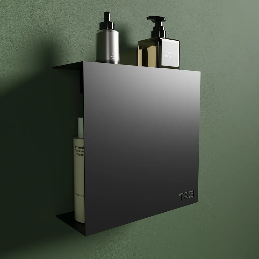 Mensola da doccia portaoggetti in alluminio nero opaco 25x25 cm | Flam Mensola da doccia portaoggetti in alluminio nero opaco 25x25 cm | Flam