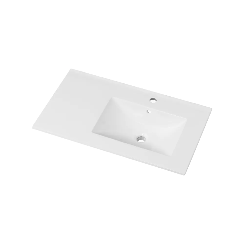 Lavabo da incasso 80cm vasca lato destro in ceramica bianco opaco | Orta