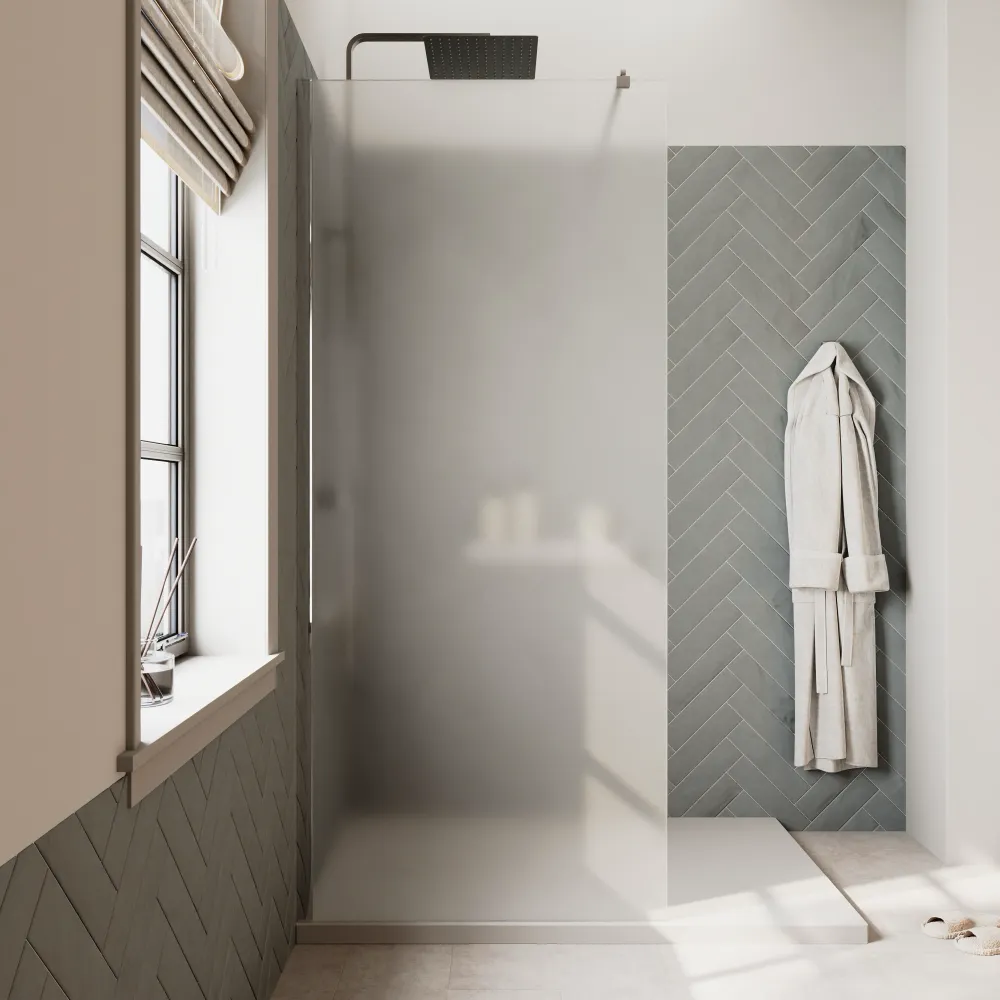 Doccia walk-in 100 cm vetro 8mm anticalcare opaco h200 profili cromo | Keros Doccia walk-in 100 cm vetro 8mm anticalcare opaco h200 profili cromo | Keros