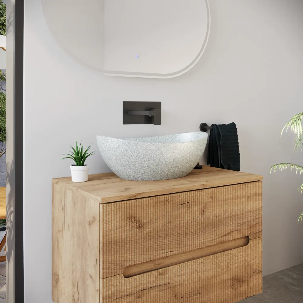 Lavabo da appoggio ovale in microcemento 54,8x34,8x18,5 cm bianco | Onega Lavabo da appoggio ovale in microcemento 54,8x34,8x18,5 cm bianco | Onega