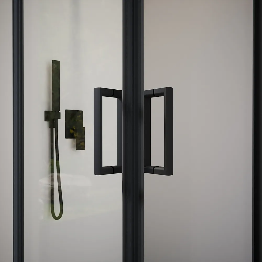 Box doccia 70x70 cm angolare scorrevole profili nero opaco vetro 6mm trasparente h185 | Tonga Box doccia 70x70 cm angolare scorrevole profili nero opaco vetro 6mm trasparente h185 | Tonga
