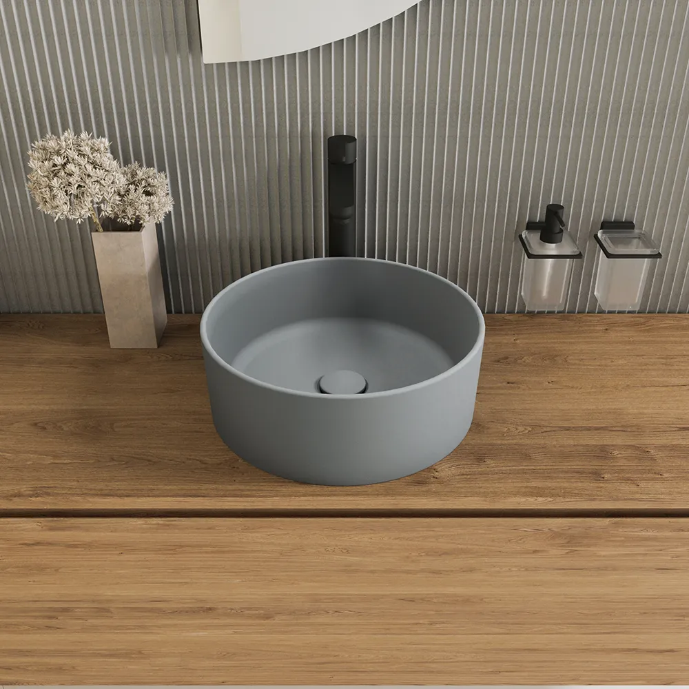Lavabo da appoggio tondo 37,5x37,5x13,5 grigio | Tirreno Lavabo da appoggio tondo 37,5x37,5x13,5 grigio | Tirreno