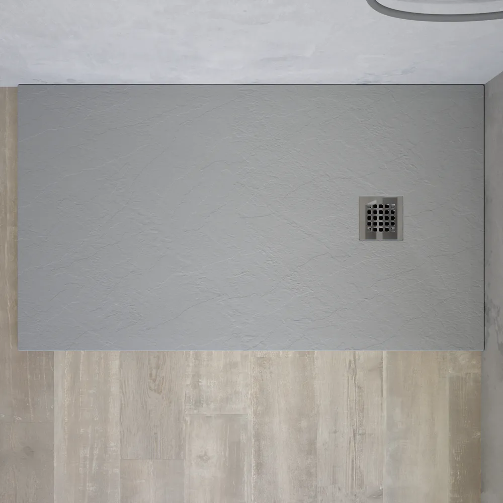 Piatto doccia rettangolare 90x120 cm in marmoresina grigio chiaro effetto pietra h3 cm | Milos