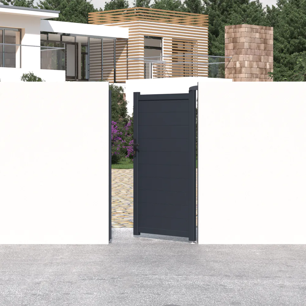 Cancello in alluminio pedonale porta singola a battente 100x173cm grigio freddo