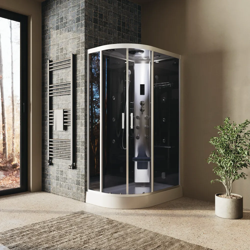 Cabina doccia idromassaggio 80x120 cm lato destro h215cm con bagno turco | Amorgos Cabina doccia idromassaggio 80x120 cm lato destro h215cm con bagno turco | Amorgos