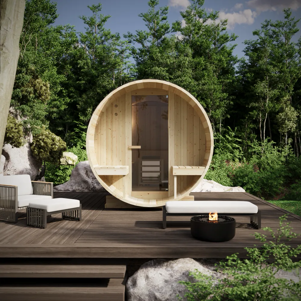 Sauna finlandese da esterno 4 persone 185x220 cm h190 in legno di abete | Onsen Sauna finlandese da esterno 4 persone 185x220 cm h190 in legno di abete | Onsen